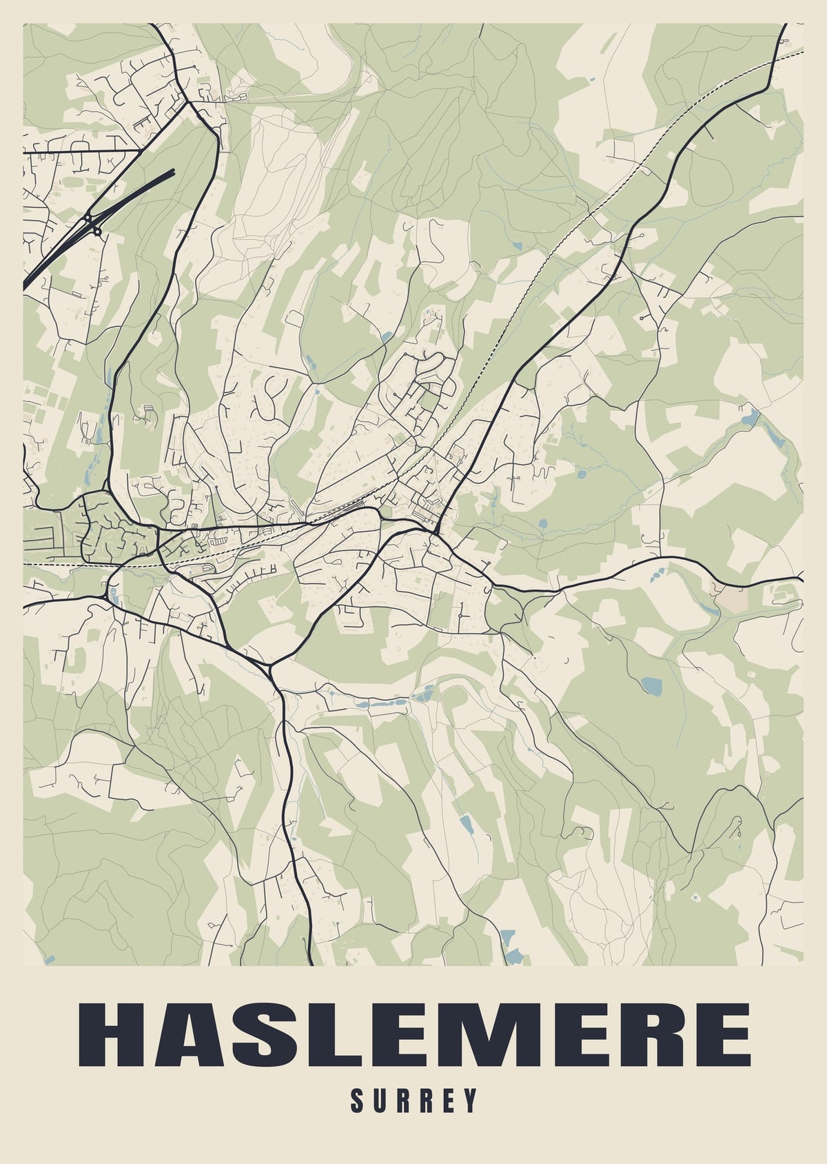 Street map poster of Haslemere, Surrey