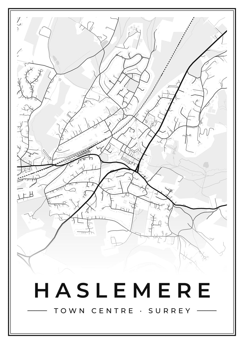 Haslemere Town Centre Street Map Poster