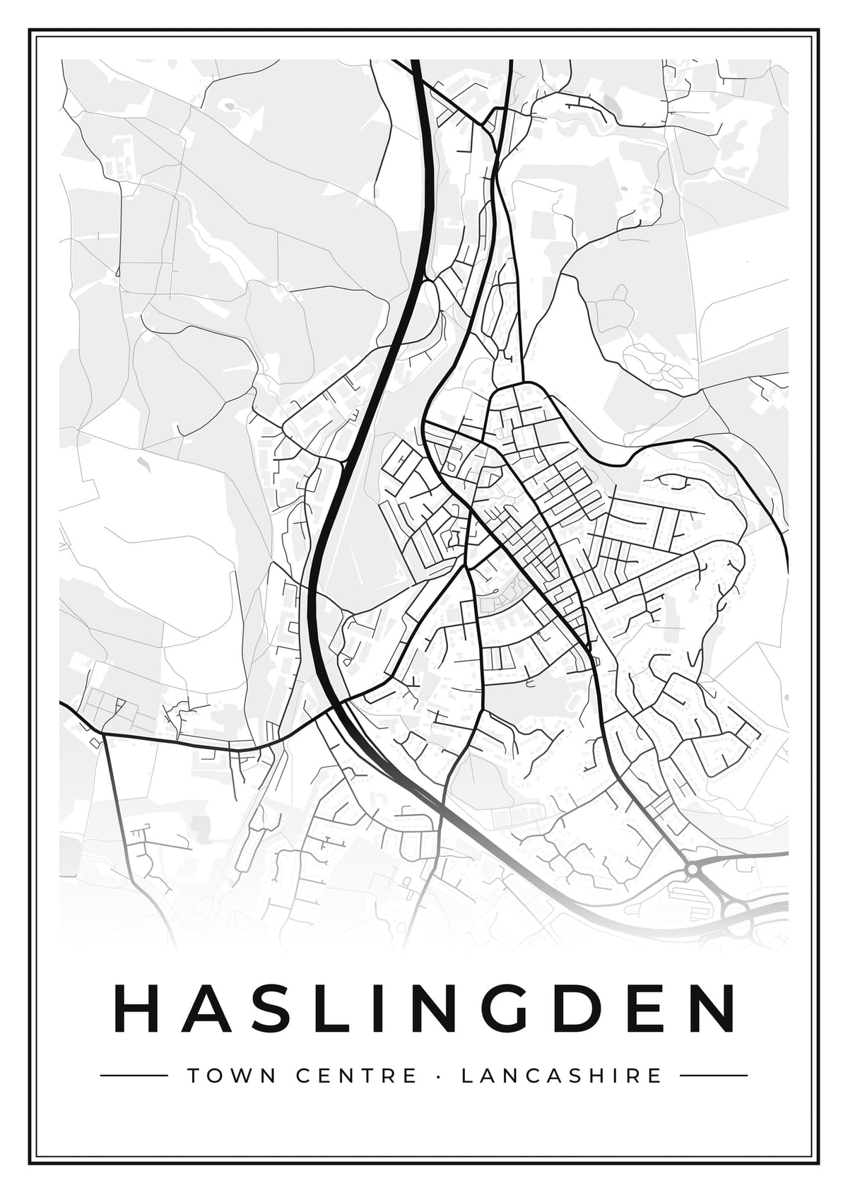 Street map poster of Haslingden town centre, Lancashire