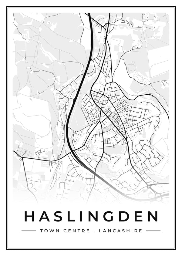Haslingden Town Centre Street Map Poster