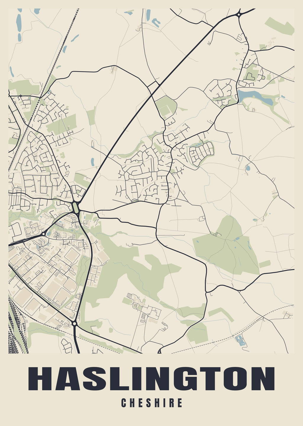 Street map poster of Haslington, Cheshire
