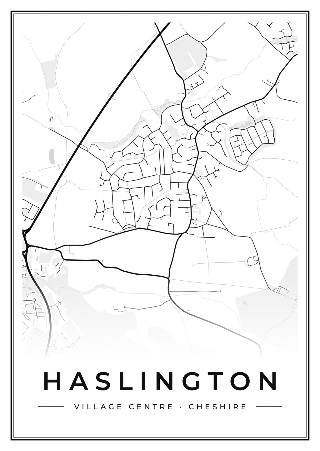 Street map poster of Haslington village centre, Cheshire