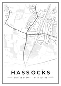 Street map poster of Hassocks village centre, West Sussex
