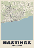 Street map poster of Hastings, East Sussex