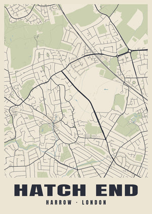 Hatch End Heritage Street Map Poster