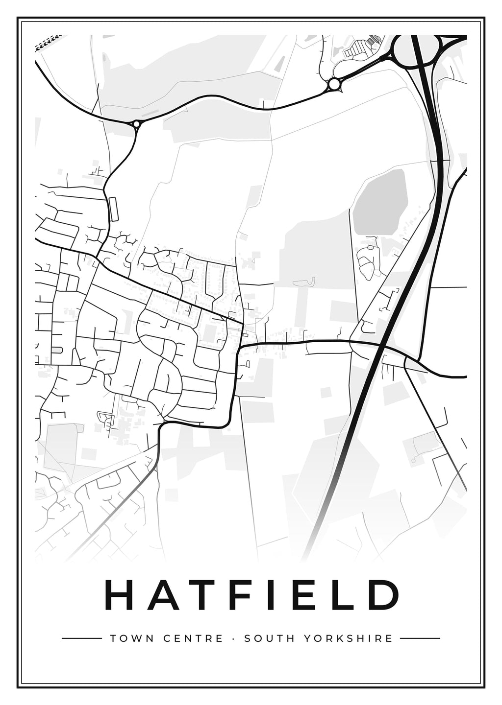 Street map poster of Hatfield town centre, South Yorkshire