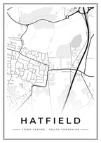 Street map poster of Hatfield town centre, South Yorkshire