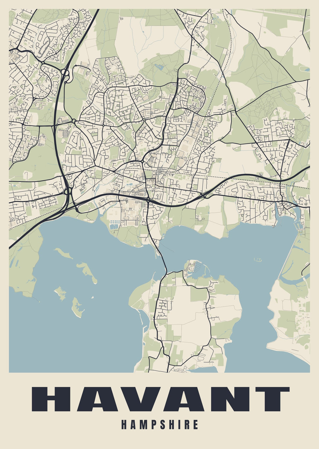 Street map poster of Havant, Hampshire