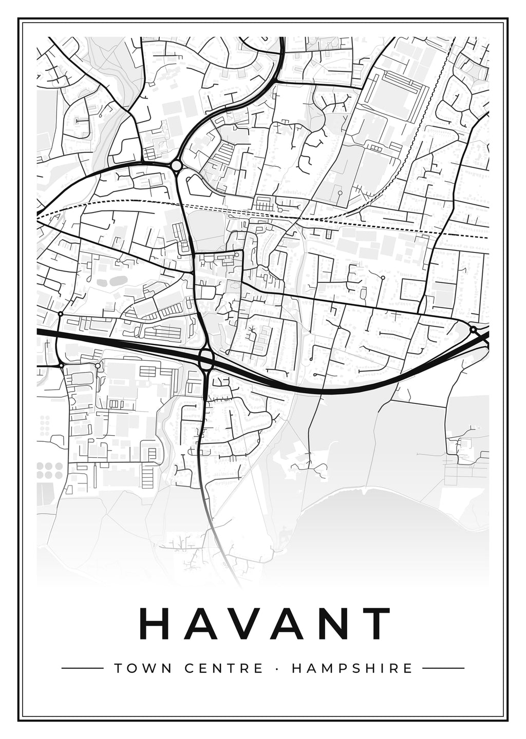 Street map poster of Havant town centre, Hampshire
