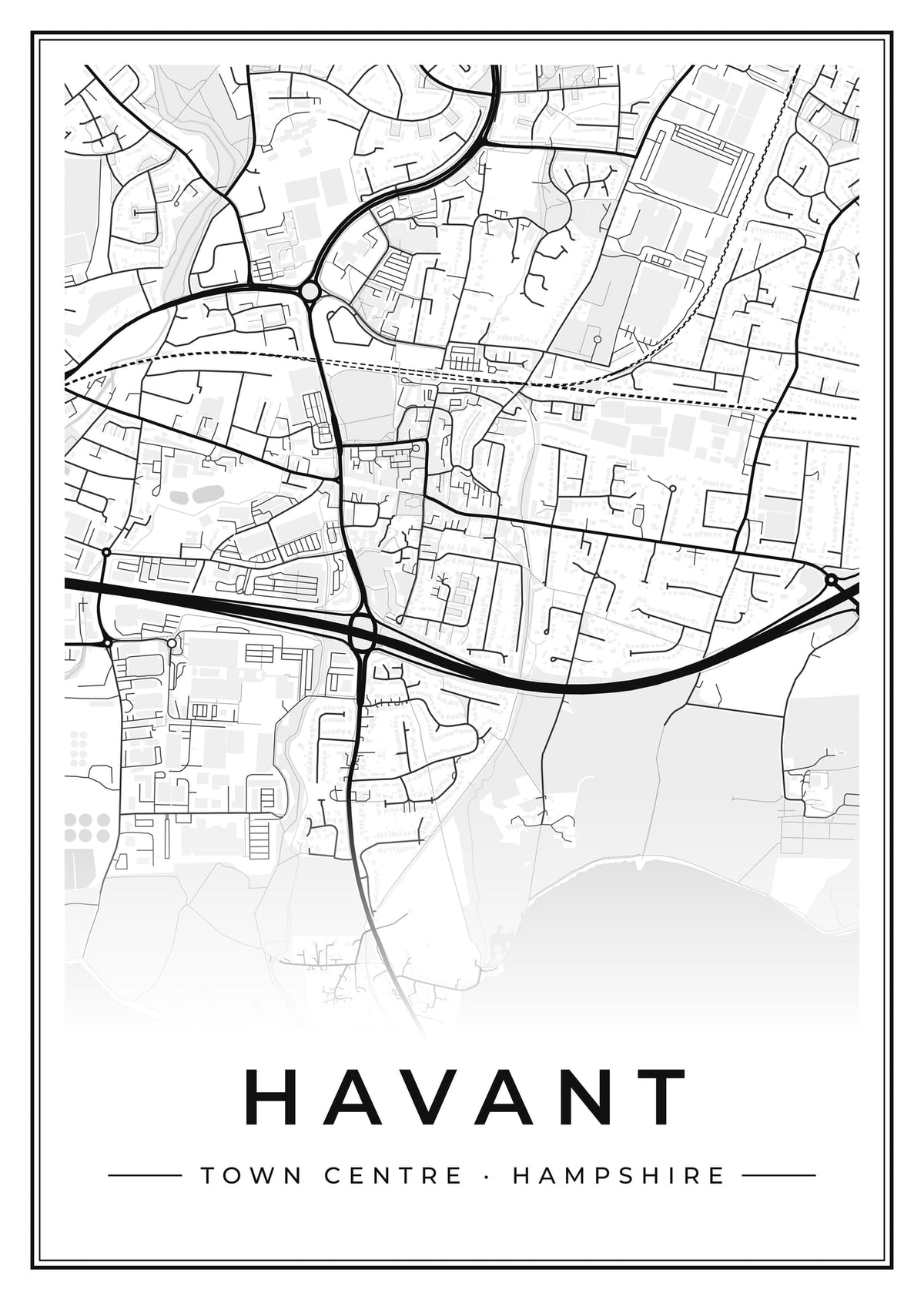Street map poster of Havant town centre, Hampshire