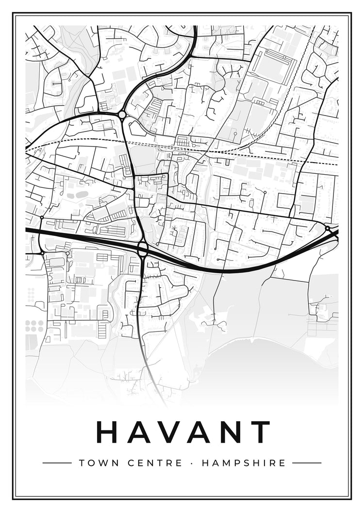 Havant Town Centre Street Map Poster