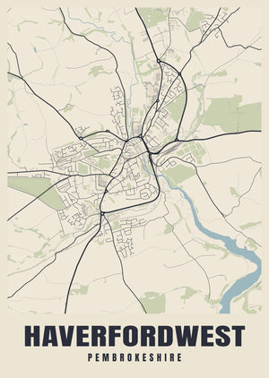 Haverfordwest Street Map Poster