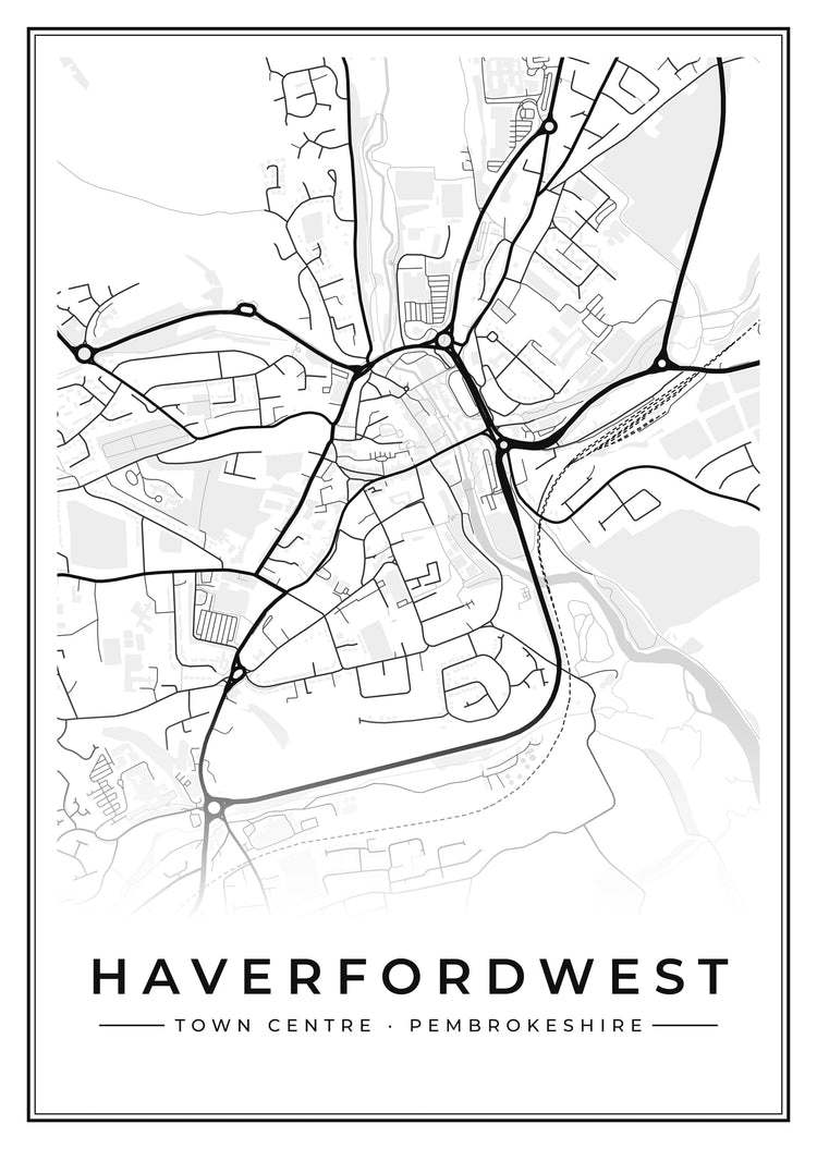 Haverfordwest Town Centre Street Map Poster