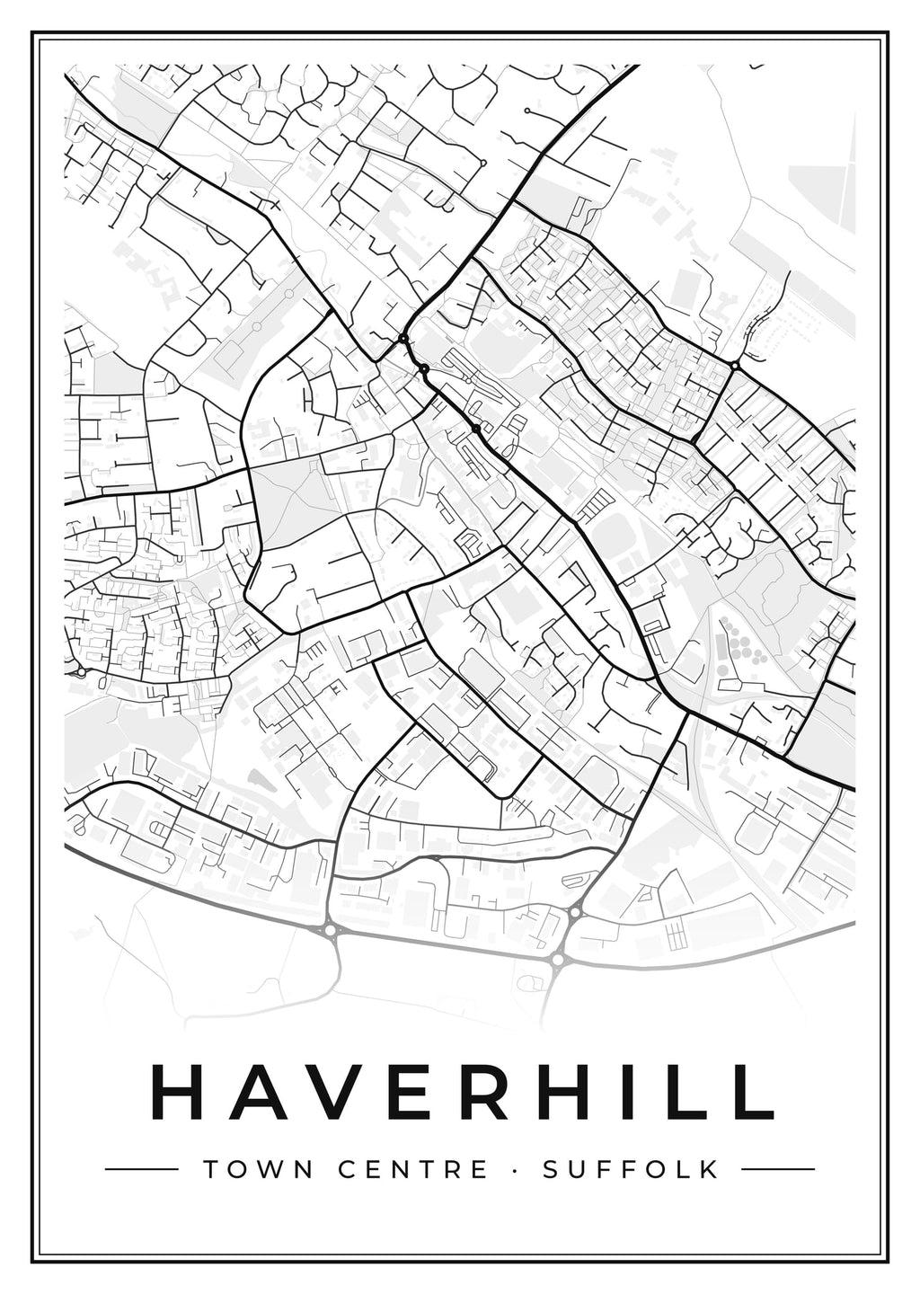 Street map poster of Haverhill town centre, Suffolk