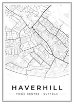 Street map poster of Haverhill town centre, Suffolk