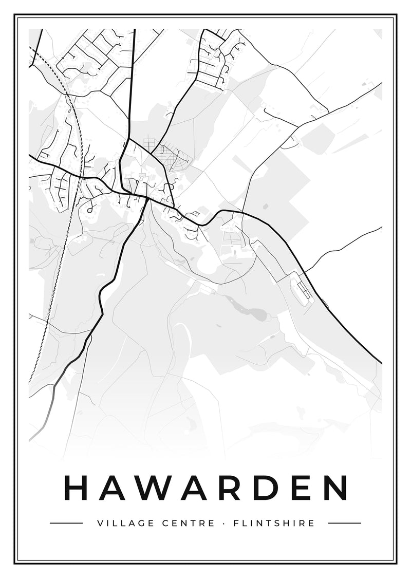 Hawarden Village Centre Street Map Poster