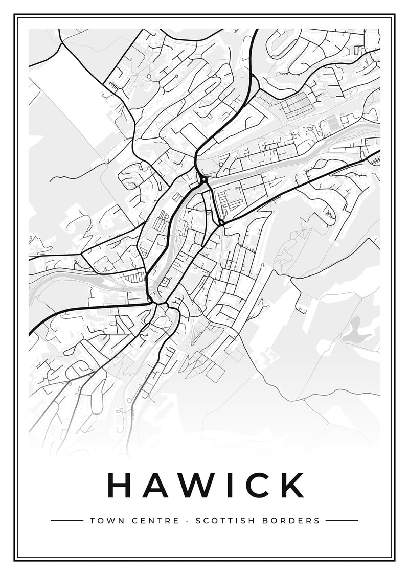 Hawick Town Centre Street Map Poster