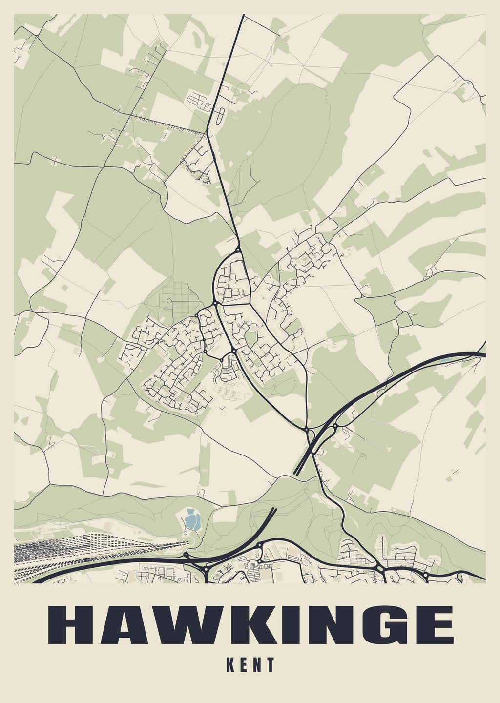 Street map poster of Hawkinge, Kent
