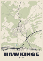 Street map poster of Hawkinge, Kent