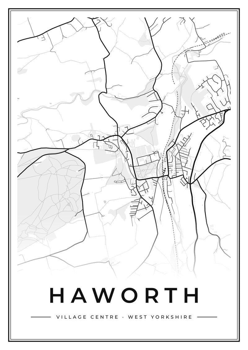 Haworth Village Centre Street Map Poster