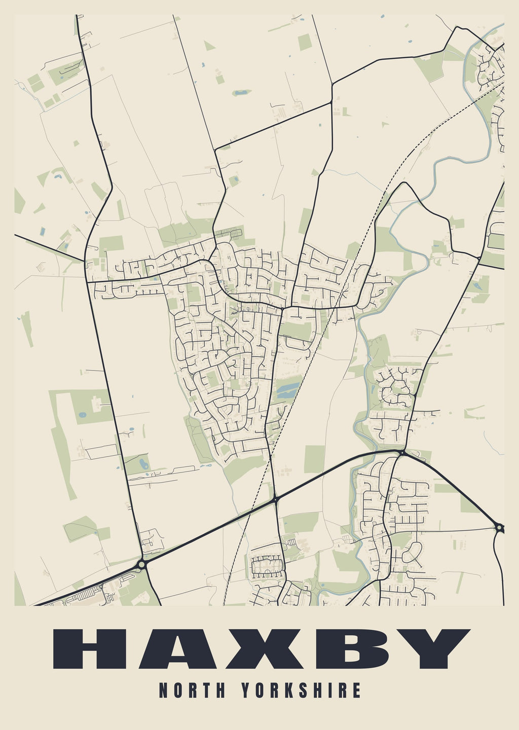 Street map poster of Haxby, North Yorkshire