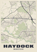 Street map poster of Haydock, Merseyside