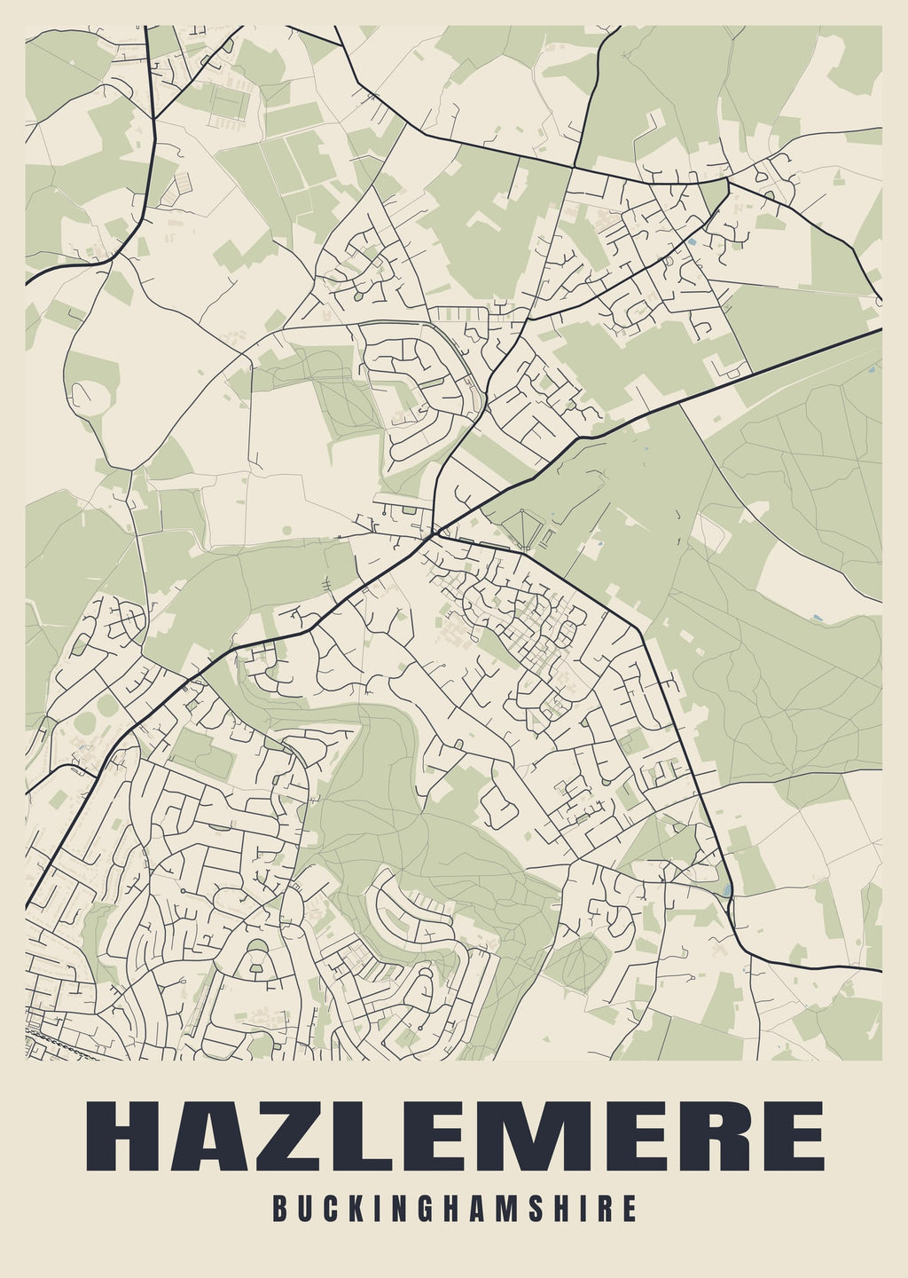 Street map poster of Hazlemere, Buckinghamshire
