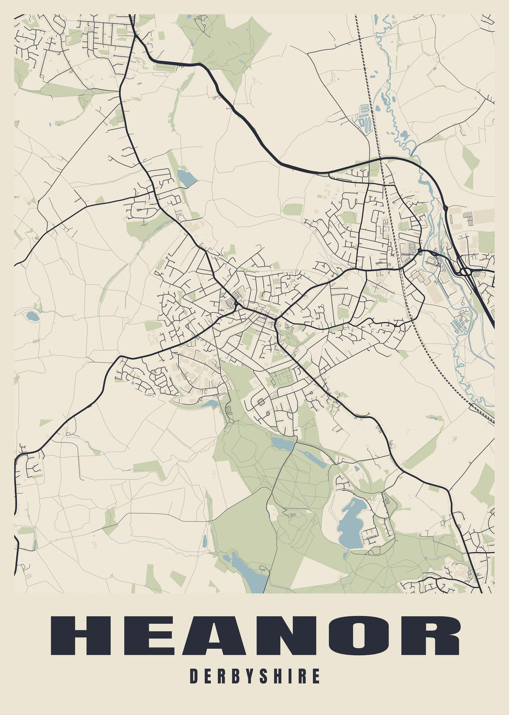 Street map poster of Heanor, Derbyshire