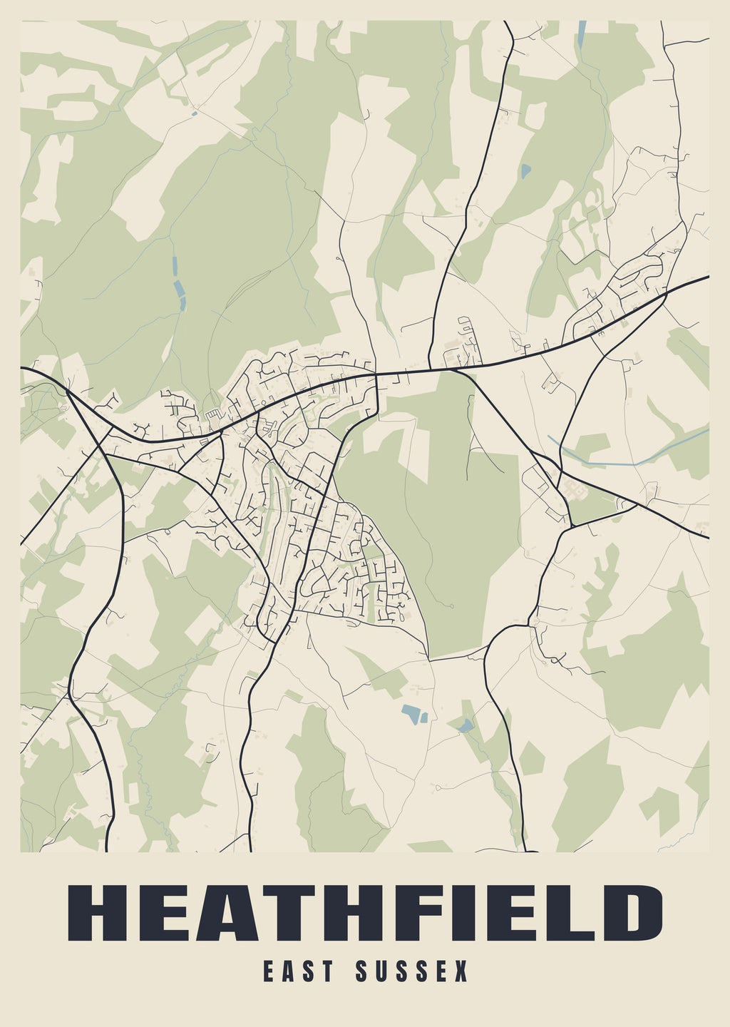 Street map poster of Heathfield, East Sussex