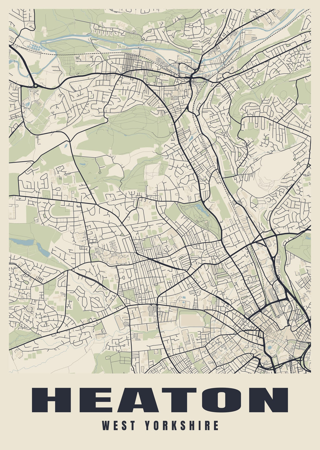 Street map poster of Heaton, West Yorkshire