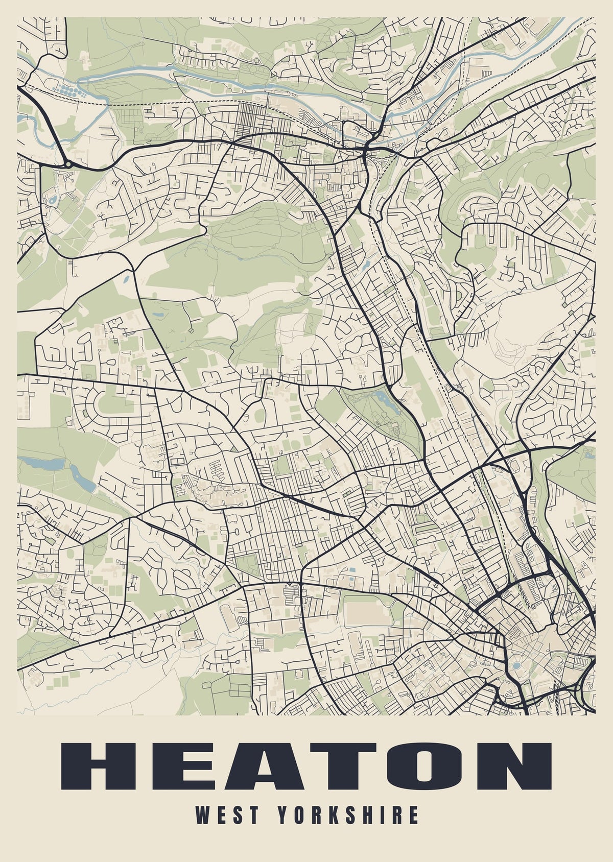 Street map poster of Heaton, West Yorkshire