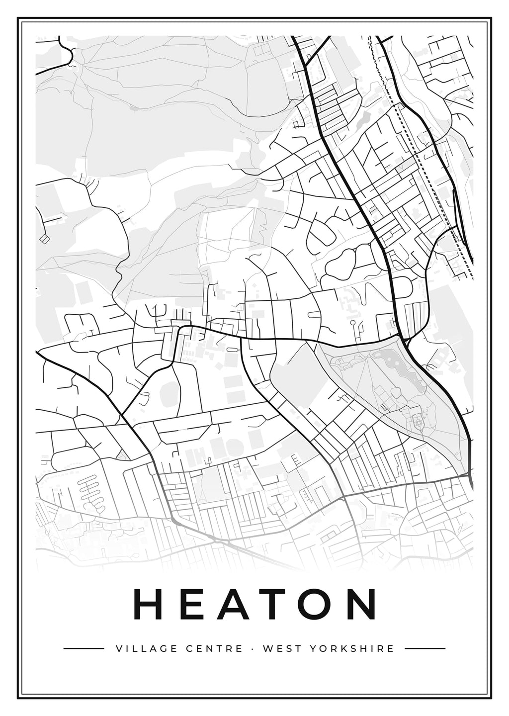 Street map poster of Heaton village centre, West Yorkshire