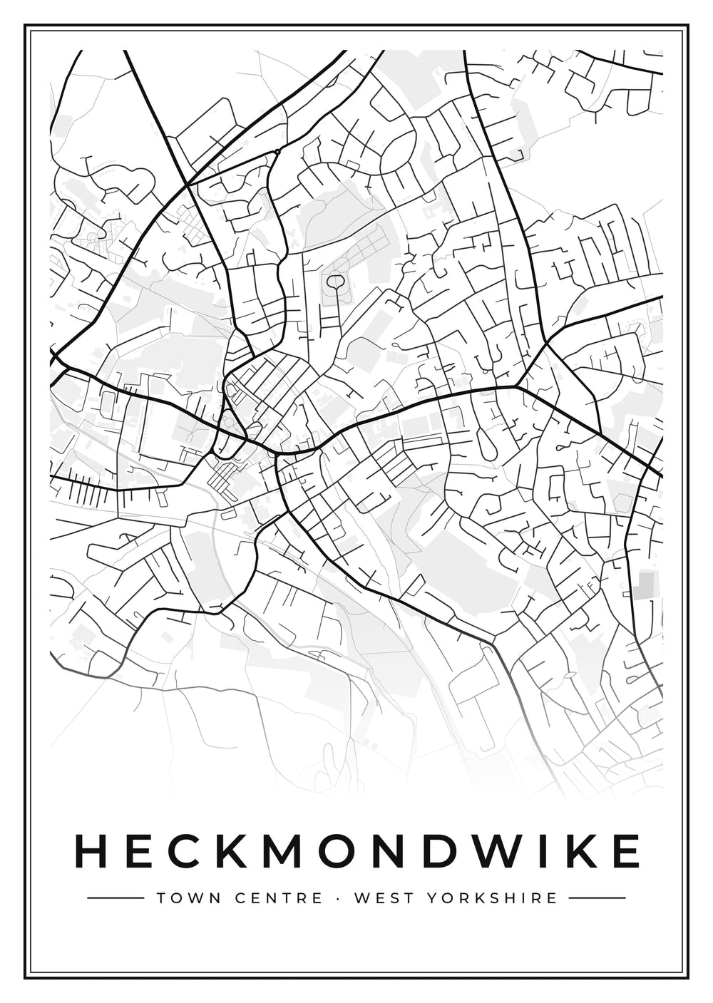 Heckmondwike Town Centre Street Map Poster