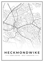 Street map poster of Heckmondwike town centre, West Yorkshire
