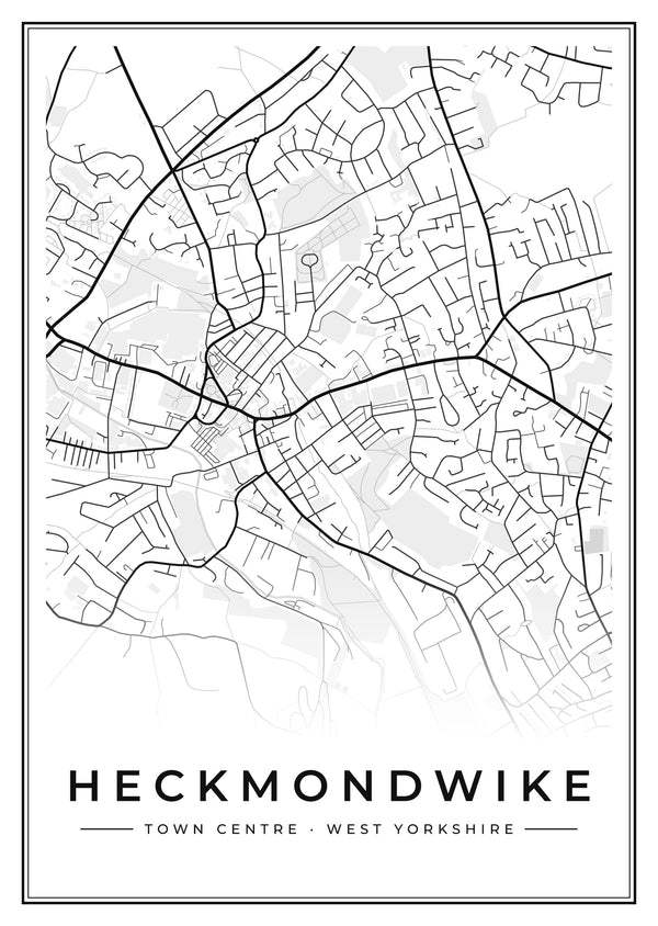 Heckmondwike Town Centre Street Map Poster