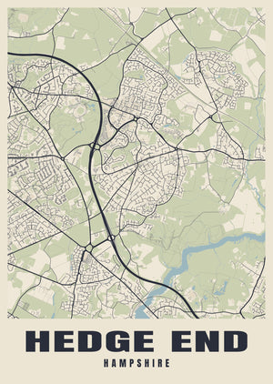 Hedge End Street Map Poster