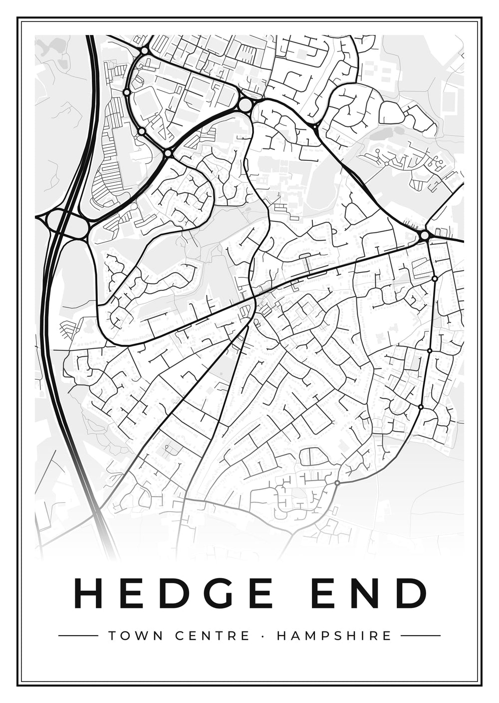 Hedge End Town Centre Street Map Poster
