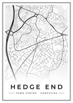 Street map poster of Hedge End town centre, Hampshire