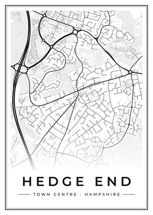 Hedge End Town Centre Street Map Poster