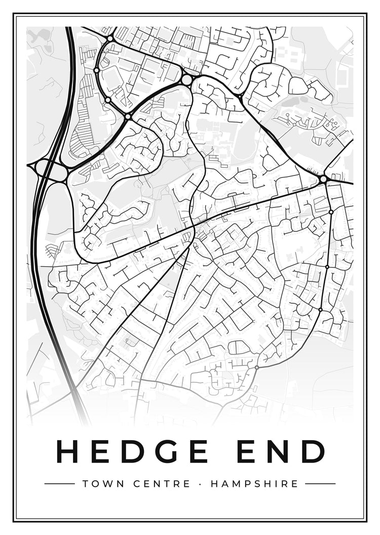 Hedge End Town Centre Street Map Poster