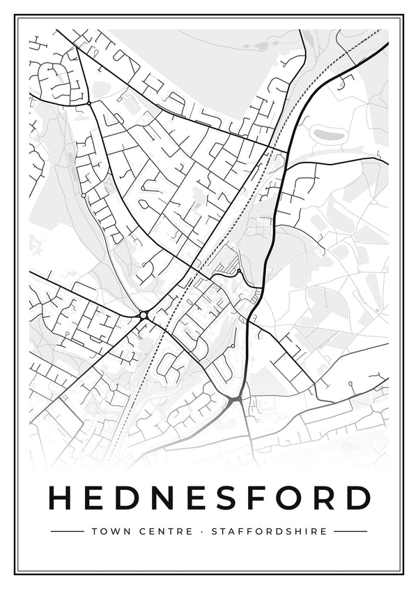 Hednesford Town Centre Street Map Poster