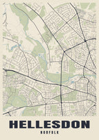 Street map poster of Hellesdon, Norfolk