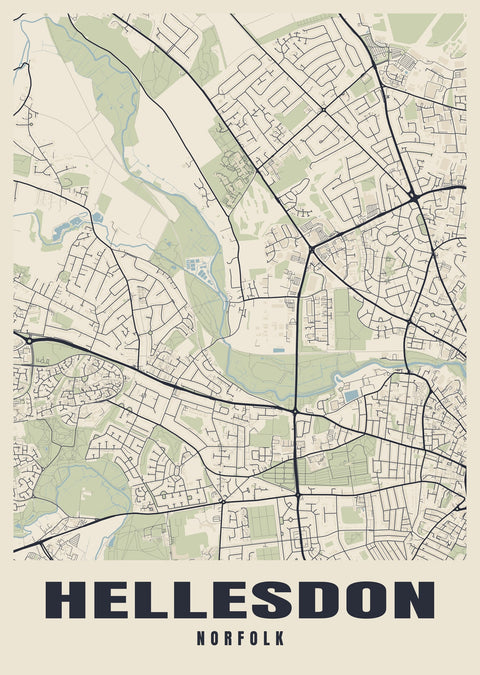 Hellesdon Street Map Poster