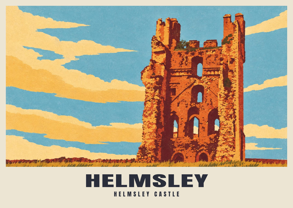 Helmsley Castle poster, Retro Railway style