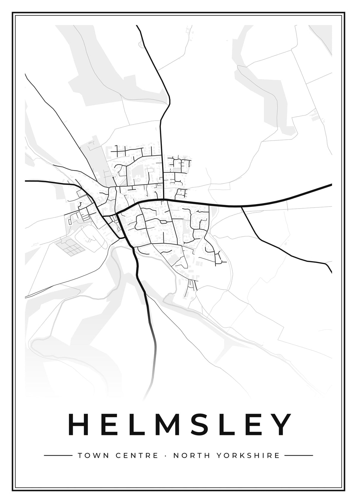 Street map poster of Helmsley town centre, North Yorkshire