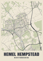 Street map poster of Hemel Hempstead, Hertfordshire