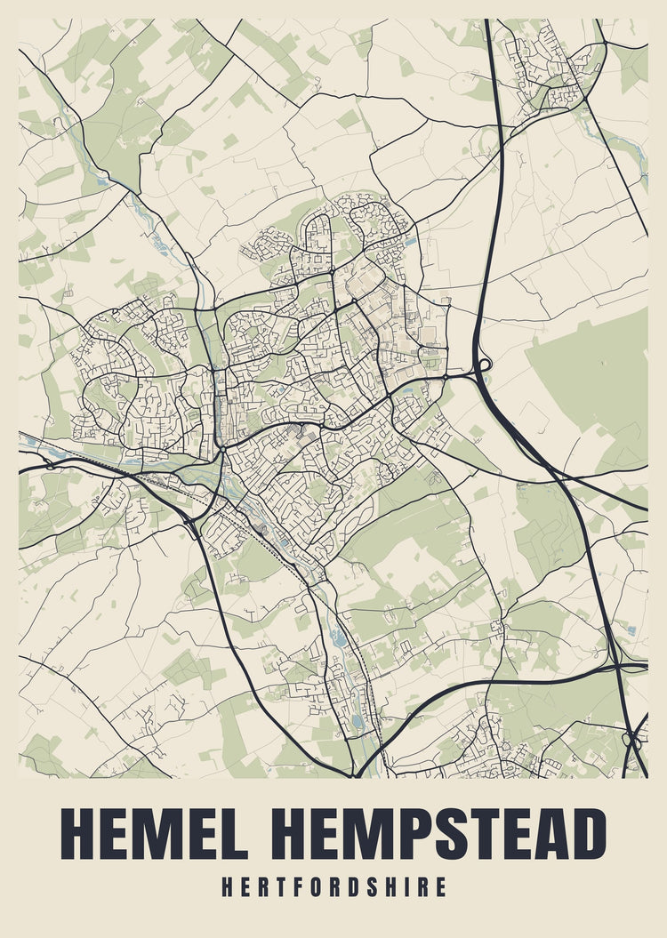 Hemel Hempstead Street Map Poster