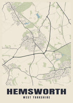 Street map poster of Hemsworth, West Yorkshire