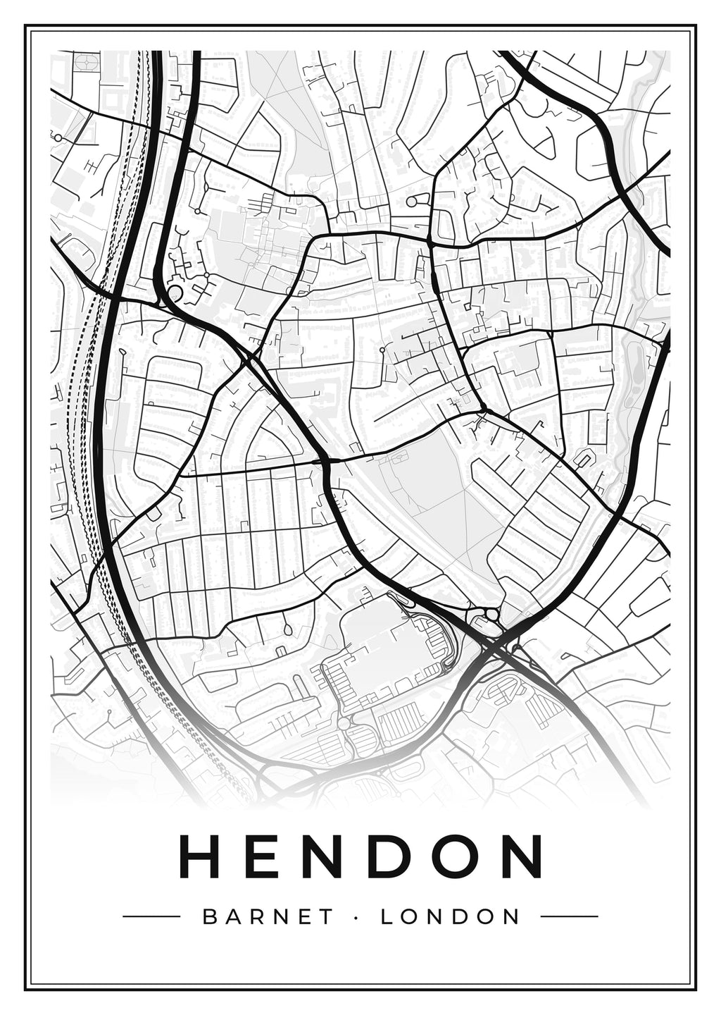 Street map poster of Hendon, Barnet, London