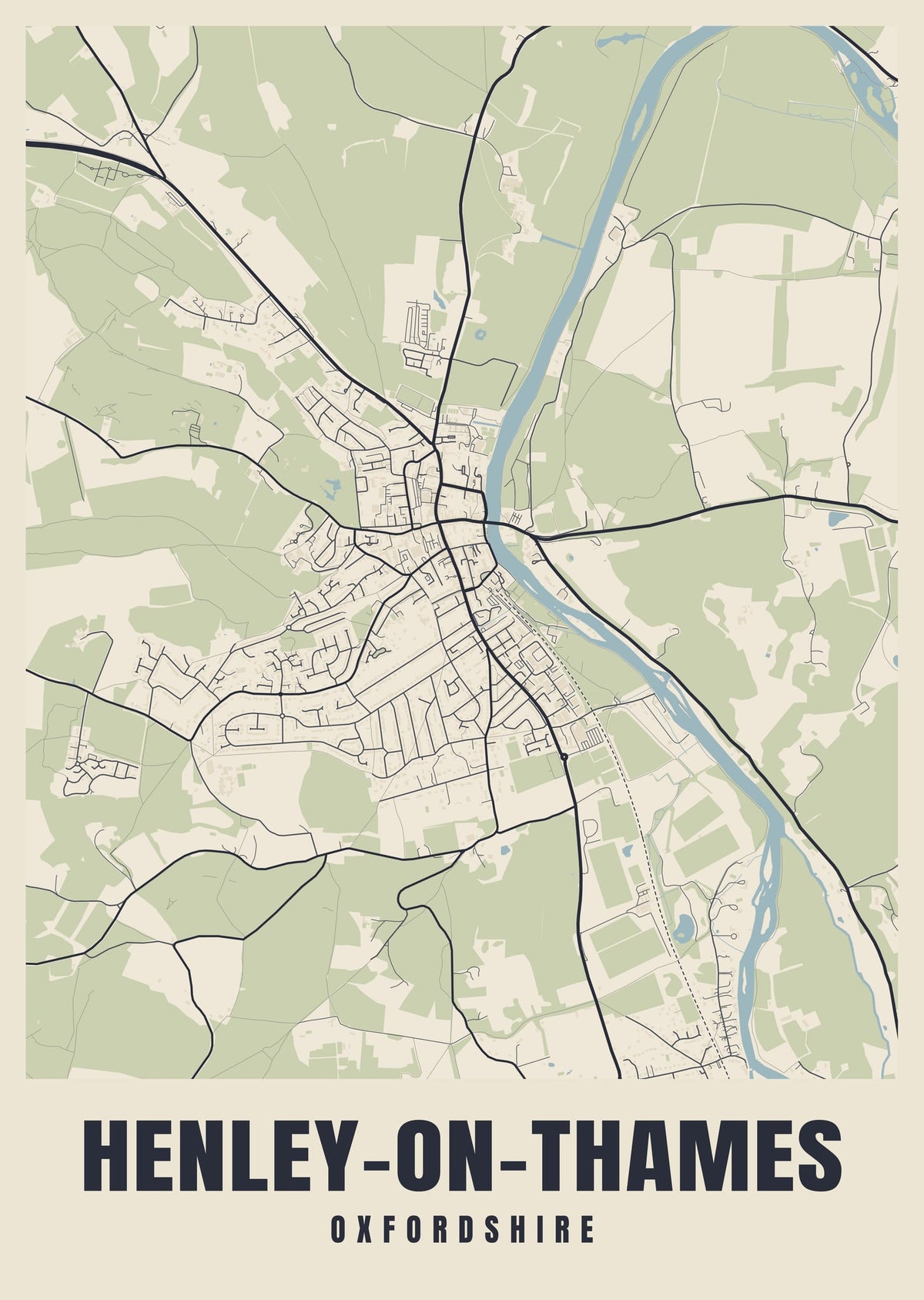 Street map poster of Henley-on-Thames, Oxfordshire